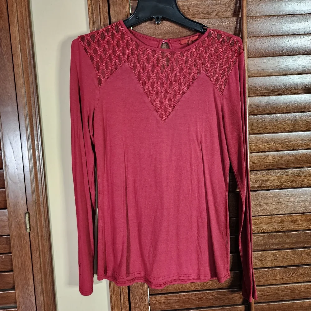 Red Fitted Ribbed Red Blouse - Picture 1 of 3